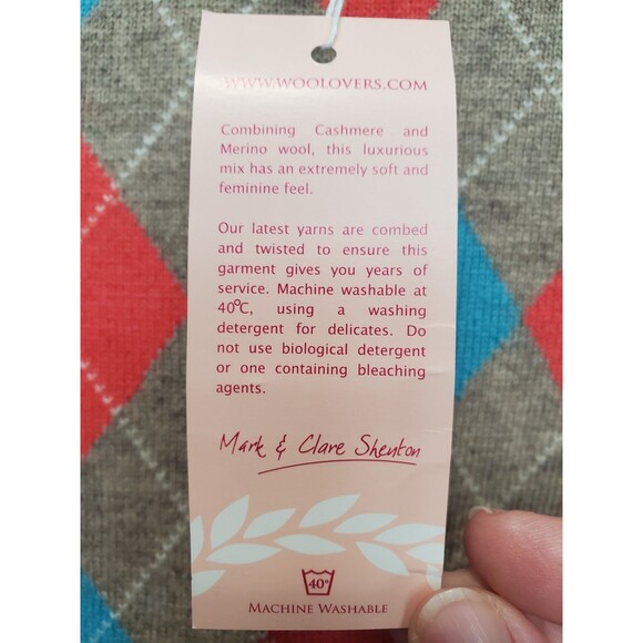 Woolovers Merino Wool/Cashmere Brown Argyle Long Sleeve Pullover Sweater S NWT - Picture 5 of 10